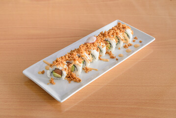 Fresh sushi on a white plate