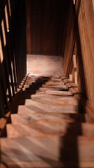 The old wooden stairs made century years ago