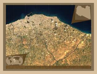 Tripoli, Libya. Low-res satellite. Major cities