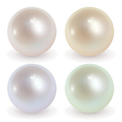 Beautiful pearls isolated, realistic icons set.