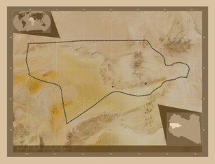 Wadi ash Shati', Libya. Low-res satellite. Major cities