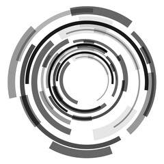 Logo with circular abstract lens design, isolated technology symbol illustration.