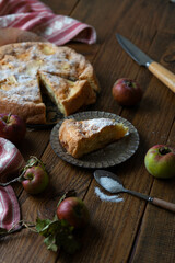 apple pie on a wooden rustic background