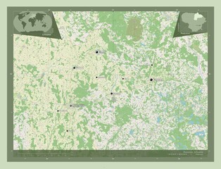 Panevezio, Lithuania. OSM. Labelled points of cities