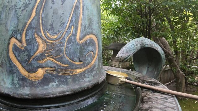 Video of bronze Shiva Linga in Toganji temple. Symbol of lingam-yoni. Nagoya. Japan