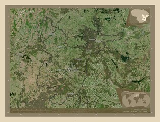 Vilniaus, Lithuania. High-res satellite. Labelled points of cities