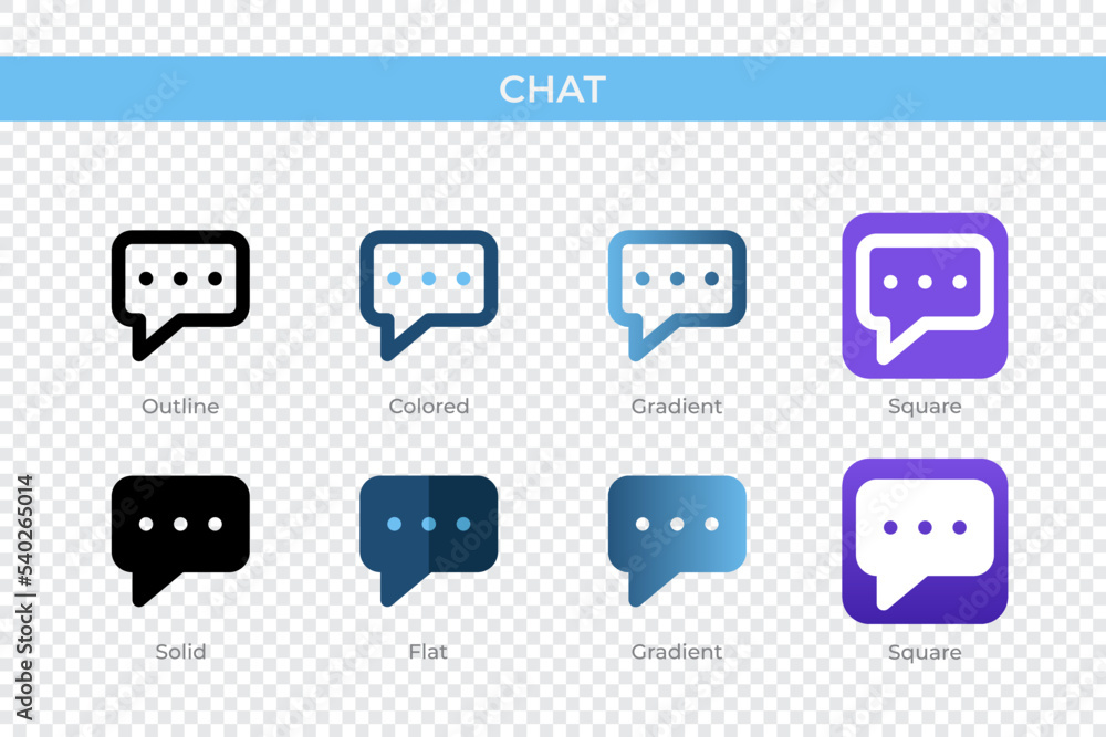 Poster chat icon in different style. chat vector icons designed in outline, solid, colored, gradient, and f