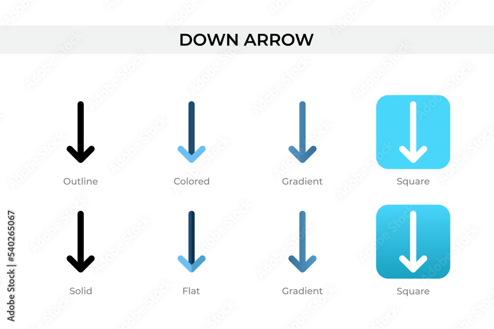 Aufkleber down arrow icon in different style. down arrow vector icons designed in outline, solid, colored, gra
