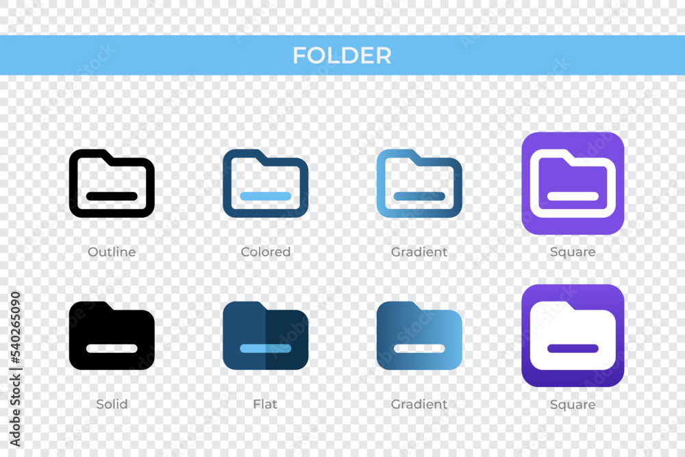 Poster folder icon in different style. folder vector icons designed in outline, solid, colored, gradient, a