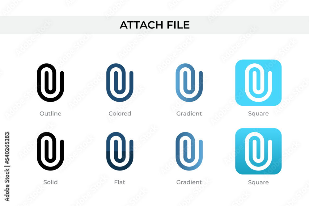 Fototapete attach file icon in different style. attach file vector icons designed in outline, solid, colored, g