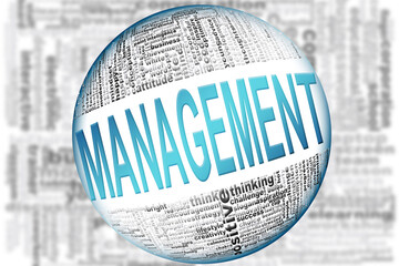 Management word on sphere word cloud