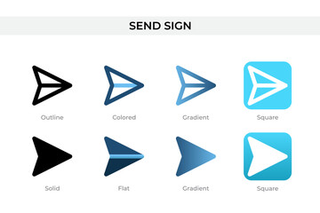 Send Sign icon in different style. Send Sign vector icons designed in outline, solid, colored, gradient, and flat style. Symbol, logo illustration. Vector illustration