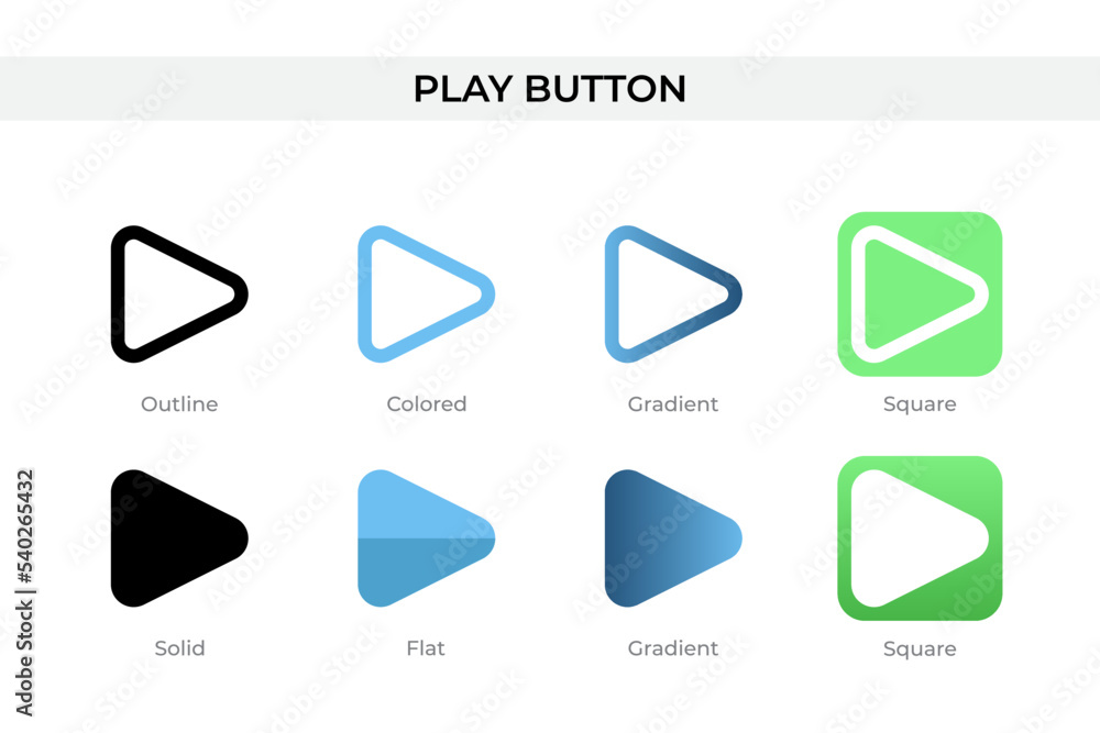 Aufkleber play button icon in different style. play button vector icons designed in outline, solid, colored, g