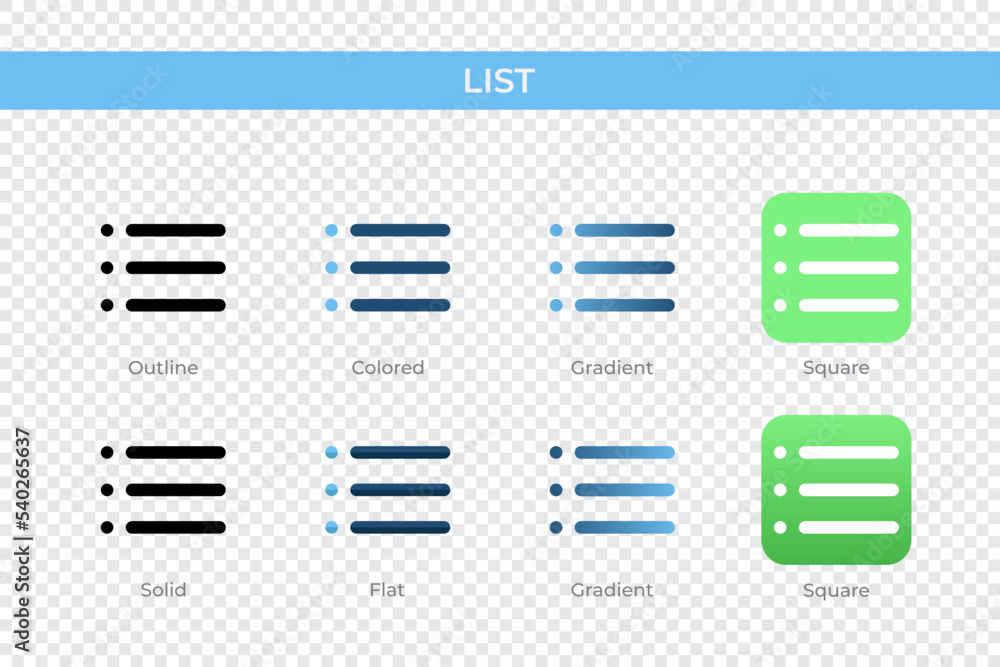 Poster list icon in different style. list vector icons designed in outline, solid, colored, gradient, and f