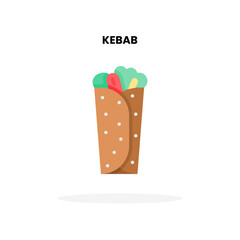 Kebab flat icon, with vegetable, cheese and meat Vector Illustration for Graphic Design Element. Isolated on white background