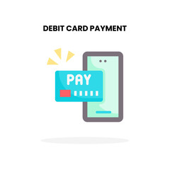 Debit Card Payment flat icon, with smartphone Vector Illustration for Graphic Design Element. Isolated on white background