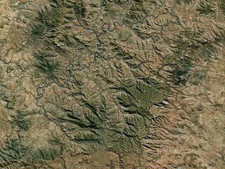 Quthing, Lesotho. High-res satellite. No legend