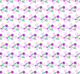 Seamless vector line art pattern made of blooming flowers