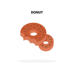 Donuts flat icon, with cracked bite eat Vector Illustration for Graphic Design Element. Isolated on white background