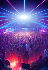 Fototapeta na wymiar A huge crowded disco party in a nightclub. Disco. Nightclub. Big party