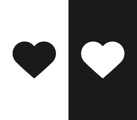 Two opposite different white and black hearts. Love, difference, tolerance, equality, communication and extremes concept. Flat design. EPS 8 vector illustration, no transparency, no gradients