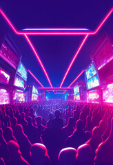 A huge crowded disco party in a nightclub. Disco. Nightclub. Big party