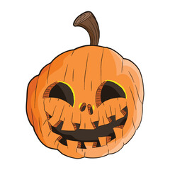 Hand Draw Spooky Pumpkin Halloween Vintage Style Illustration Vector