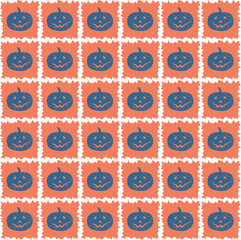 Seamless vector made of Halloween pumpkins, minimalist flat style