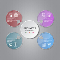 4 steps business infographic 3 d, Glass design, can be used for workflow layout, diagram, annual report, web design.Creative banner, label vector, Banner design.