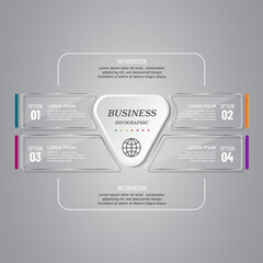 4 steps business infographic 3 d, Glass design, can be used for workflow layout, diagram, annual report, web design.Creative banner, label vector, Banner design.