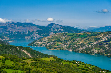 Fototapeta na wymiar France. Serre Poncon. Hautes-Alpes. Serre-Poncon lake. General view
