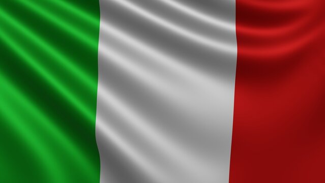 Render of the Italy flag flutters in the wind close-up, the national flag of Italy flutters in 4k resolution, close-up, colors: RGB. High quality 3d illustration