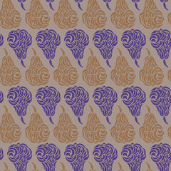 Vector seamless pattern with stylized pears. Hand drawn design.