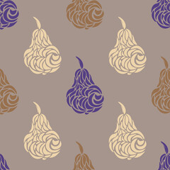 Vector seamless pattern with decorative pears. Hand drawn design with pears.