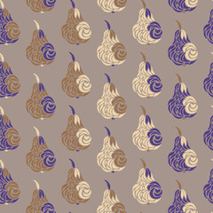 Vector seamless pattern with stylized hand drawn pears. Design with decorative pears.