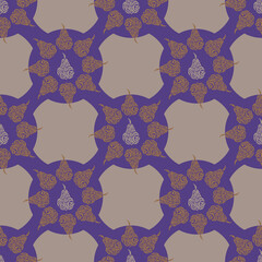 Vector seamless pattern with decorative pears. Chequerwise design with hand drawn pears.