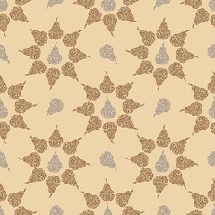 Vector seamless pattern with decorative pears. Sophisticated hand drawn design.