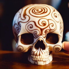 A Painted Skull, 3d Representation