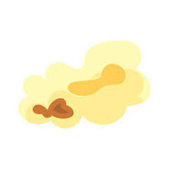 Сartoon kernel popcorn and pop corn snack. Tasty icon grain maize and salty eat. Caramel sweetcorn for movie and isolated single nutrition. Closeup fluffy treat vector illustration