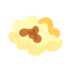 Сartoon kernel popcorn and pop corn snack. Tasty icon grain maize and salty eat. Caramel sweetcorn for movie and isolated single nutrition. Closeup fluffy treat vector illustration