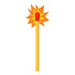 Burning match animation and flame ignite wooden stick. Matchstick fire sequence isolated icon. Cartoon burnt step and element . Flammable match vector illustration