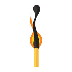 Burning match animation and flame ignite wooden stick. Matchstick fire sequence isolated icon. Cartoon burnt step and element . Flammable match vector illustration