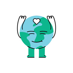 Smile planet color line icon. Ecology. Pictogram for web page