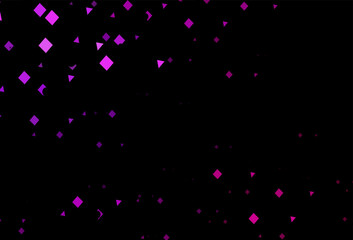 Dark purple vector background with triangles, circles, cubes.