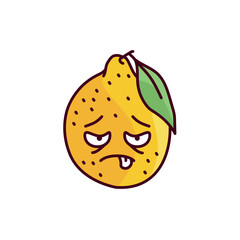 Tired lemon color line icon. Mascot of emotions