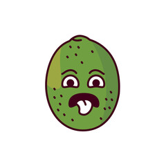 Lime with the emotion of disgust color line icon. Mascot of emotions