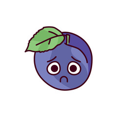 Sad plum color line icon. Mascot of emotions