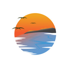 Sunset logo icon design symbol illustration