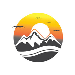 Sunset logo icon design symbol illustration