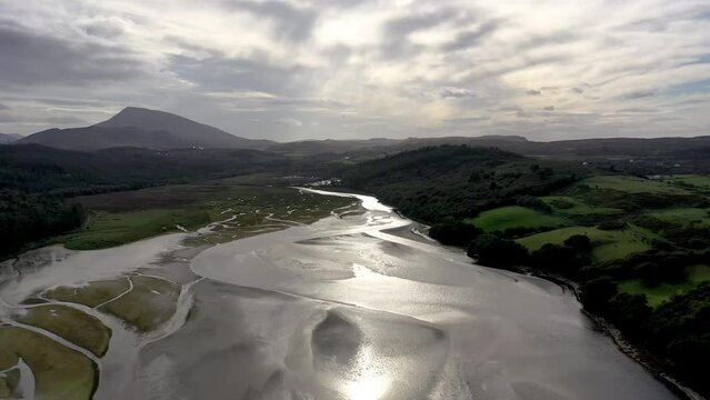 Aerial view of the Salt Marsh at Ards Forest Park in County Donegal, Ireland
